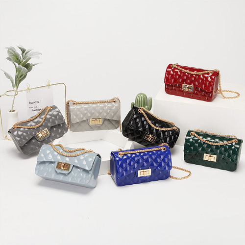 包邮2024春夏爆款迷你菱格果冻包