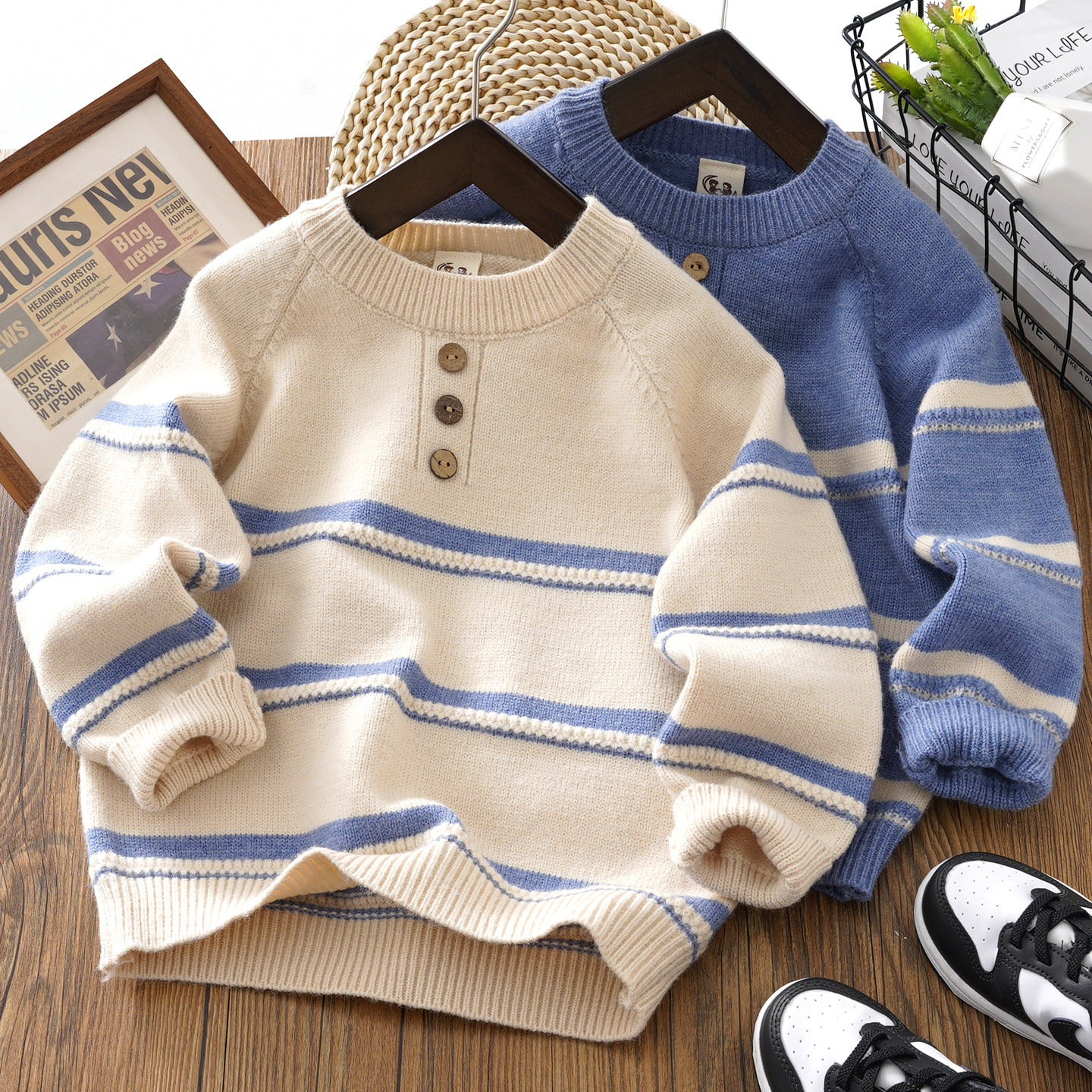 男童毛衣春秋新款儿童条纹针织衫韩版男孩宝宝春季打底毛线衣薄款