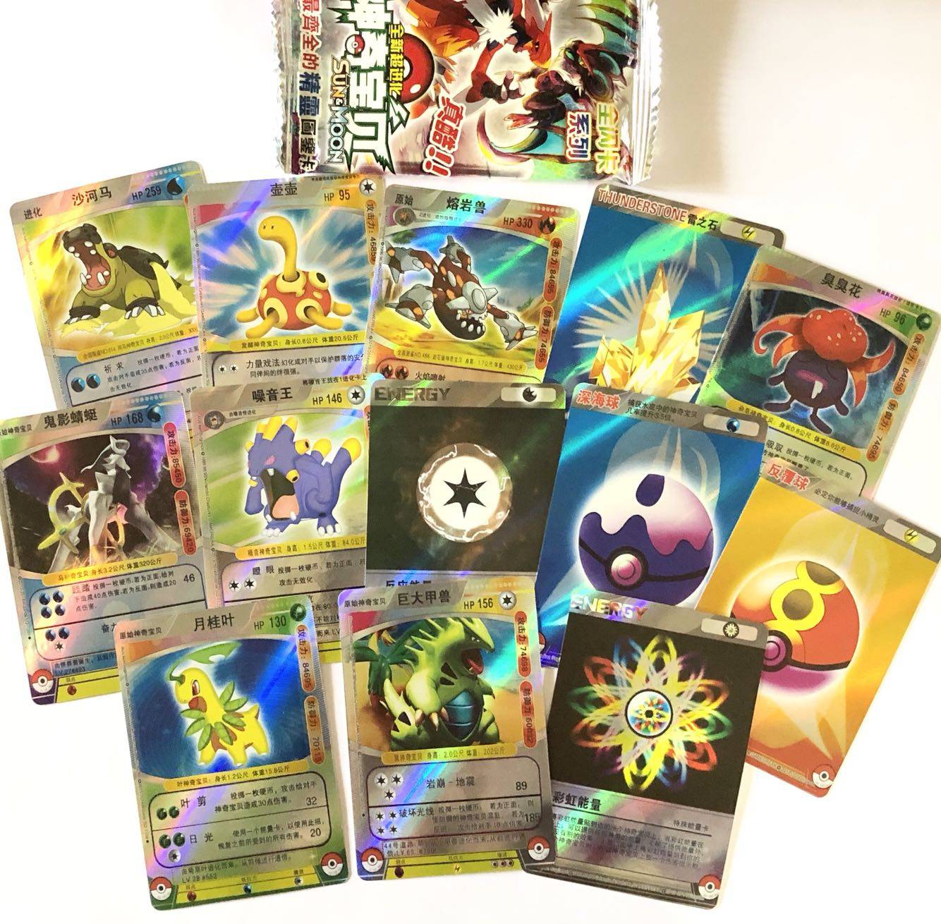 神奇宝贝宠物小精灵中文全闪游戏卡片卡牌含能量卡312张有重复
