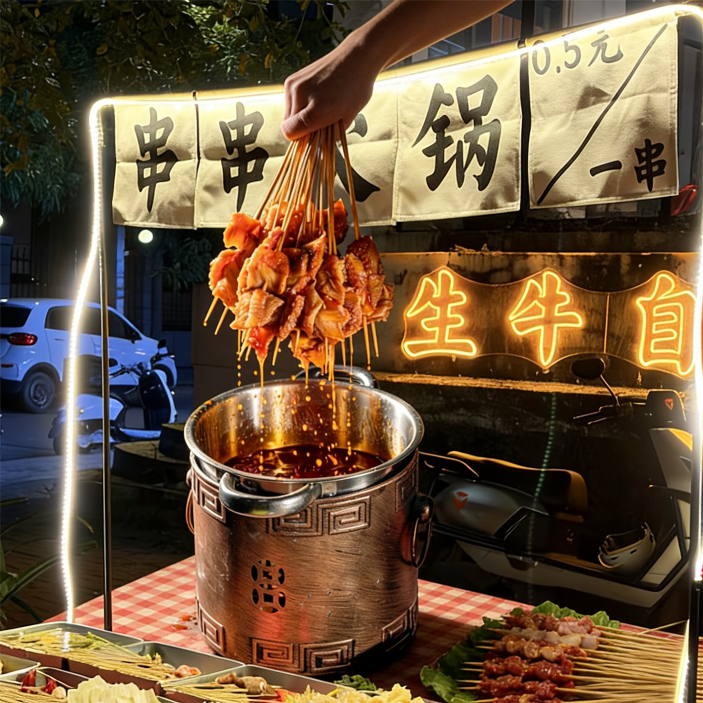 5毛地摊火锅串串涮肚锅涮毛肚专用锅水煮串串钵钵鸡容器酒精商用