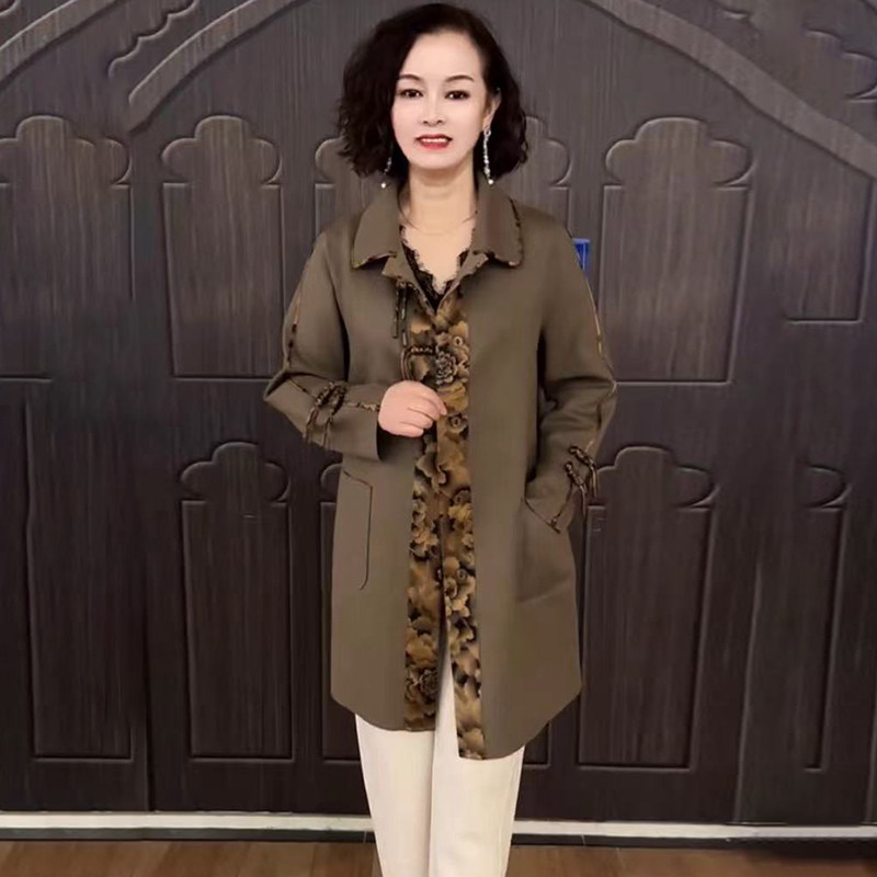 流苏盘扣方领风衣阔太太高端女装2025春秋中长款气质呢子大衣外套