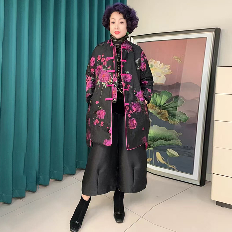 高品质！阔太太国风盘扣保暖棉服