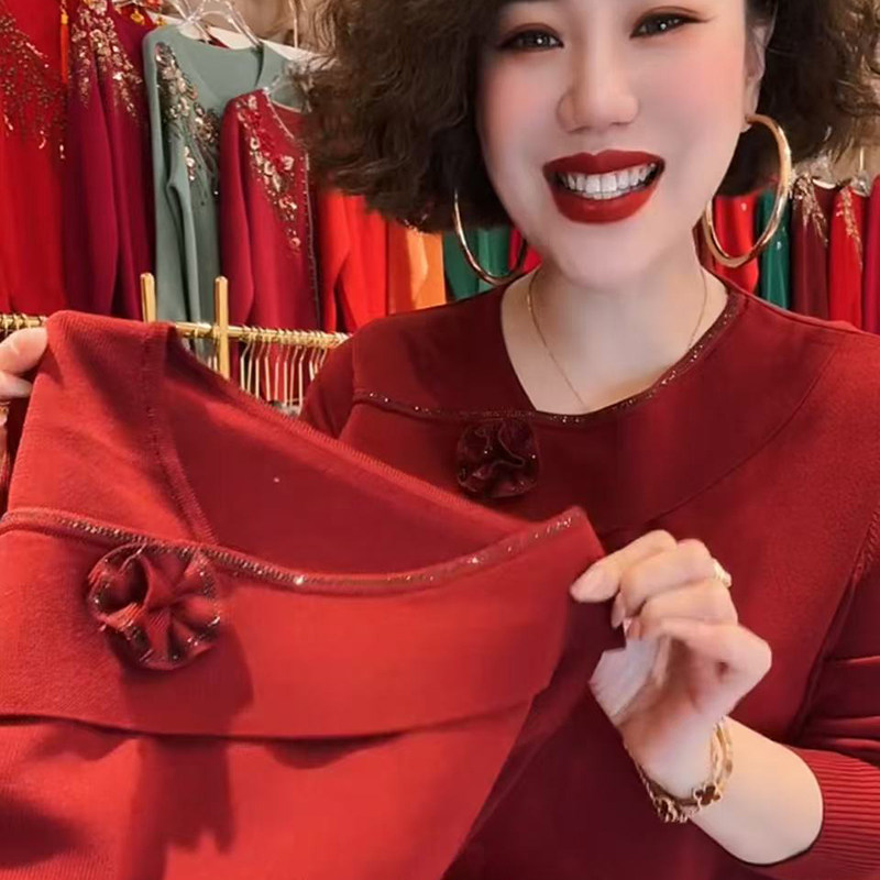 高品质！春秋立体花针织打底衫女