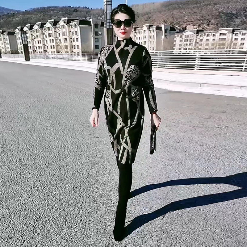 针织大码连衣裙宽松显瘦打底裙子