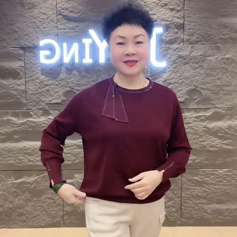 休闲飘带纯色打底衫减龄针织上衣
