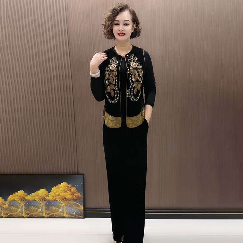 高品质!重工刺绣国风丝绒马甲女