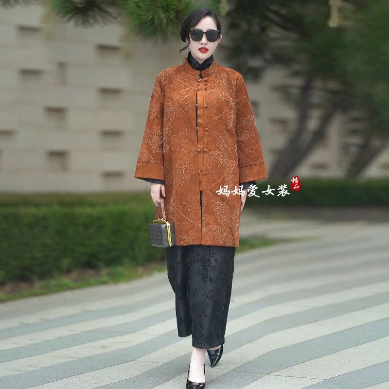 高品质！重工刺绣国风立领外套女