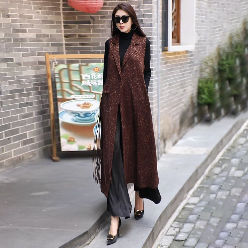 复古大码高端轻奢气质长款马夹外搭宽松慵懒风高级感过膝马甲外套,女装/女士精品,马夹,淘宝优惠券,粉丝福利购,淘宝优惠卷