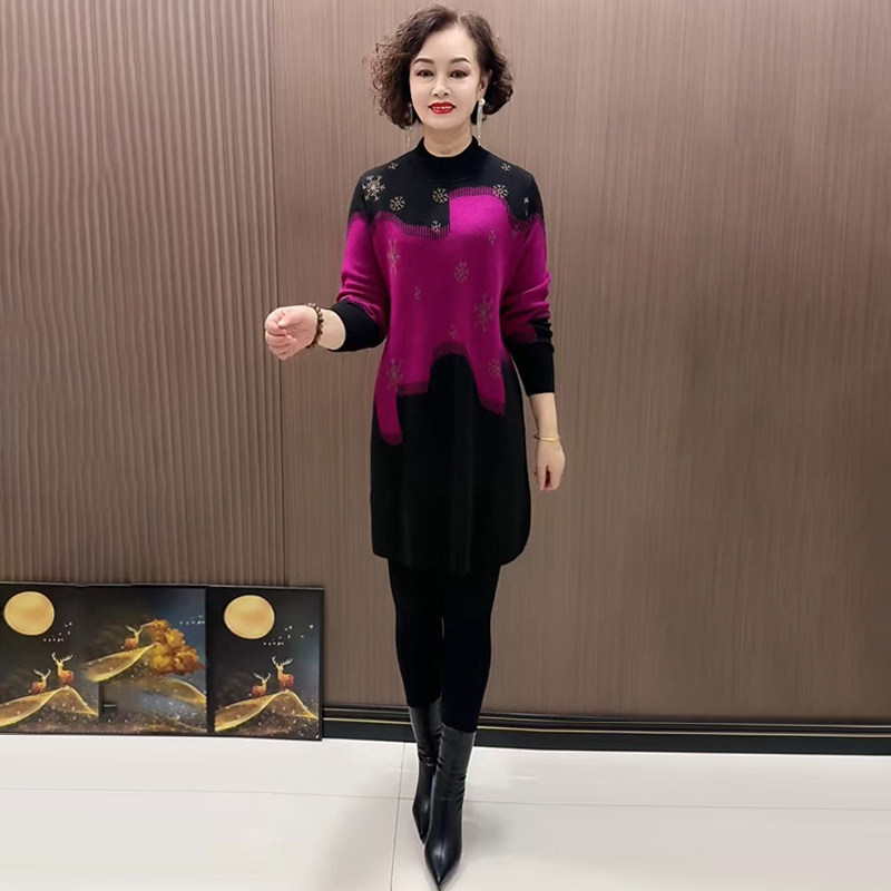 高品质！半高领提花针织打底裙子