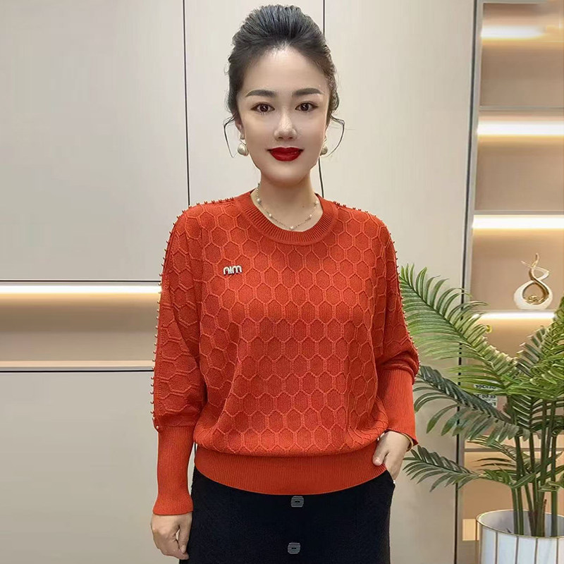 重工钉珠毛衣打底衫宽松大码上衣