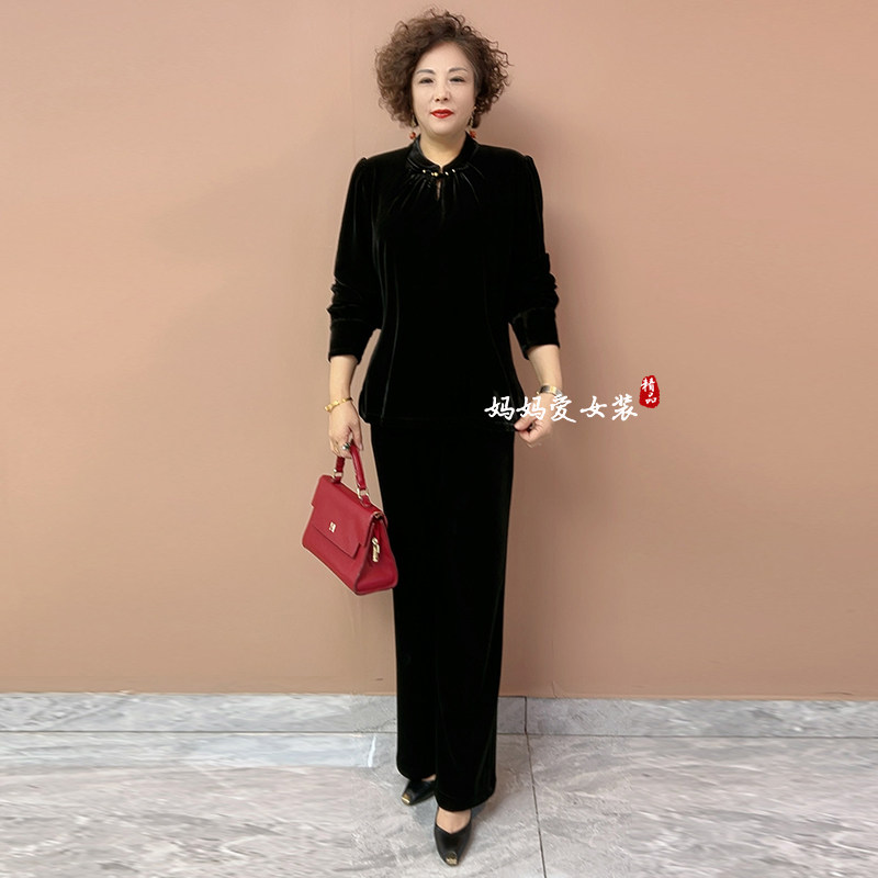 高品质！时尚大码宽松丝绒两件套