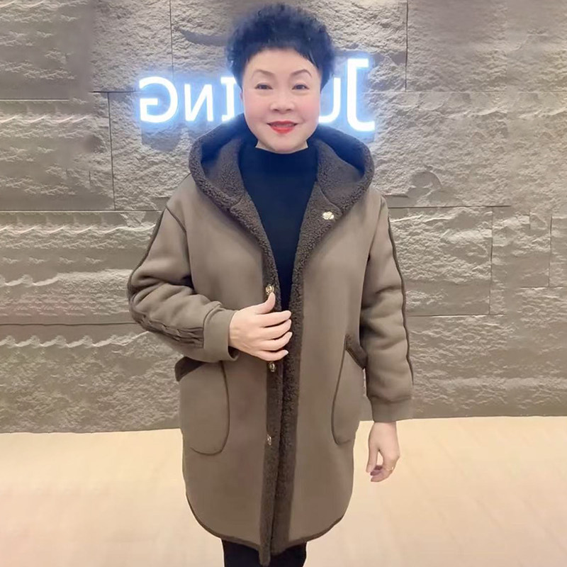 加绒加厚风衣外套皮毛一体风衣女