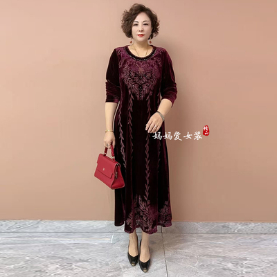 高品质！丝绒烧花宽松大码连衣裙