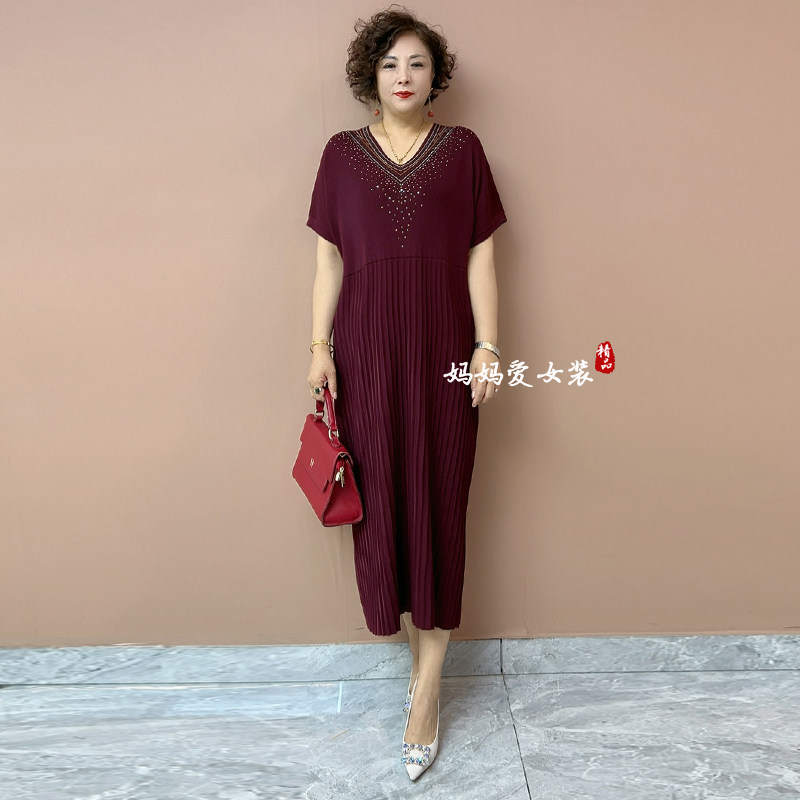 高品质!婚宴重工V领烫钻针织裙