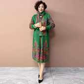 时尚 民族风复古印花大码 针织裙2025秋冬新款 遮肉显瘦宽松打底长裙