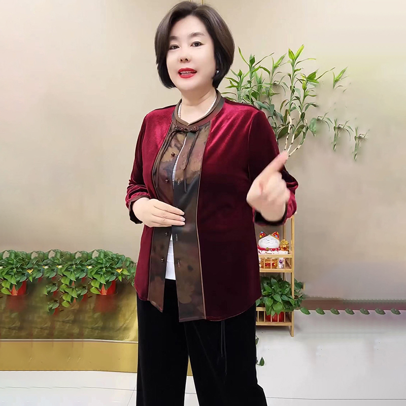 新中式真丝绒上衣洋气开衫外套女