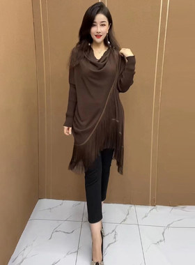 百搭纯色开衫外披大码斗篷披肩女