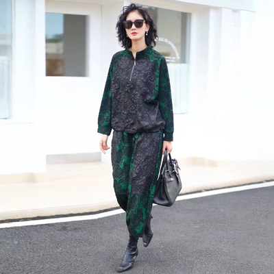 高品质！浮雕拼色织棉提花两件套