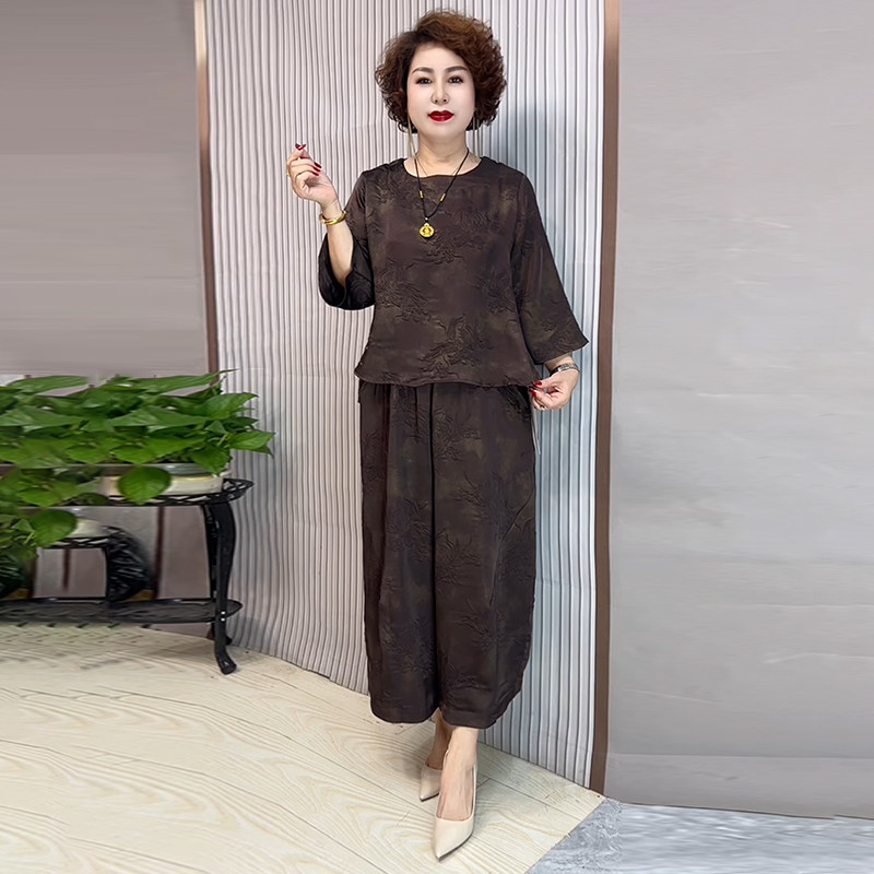 高品质！气质妈妈大码真丝两件套