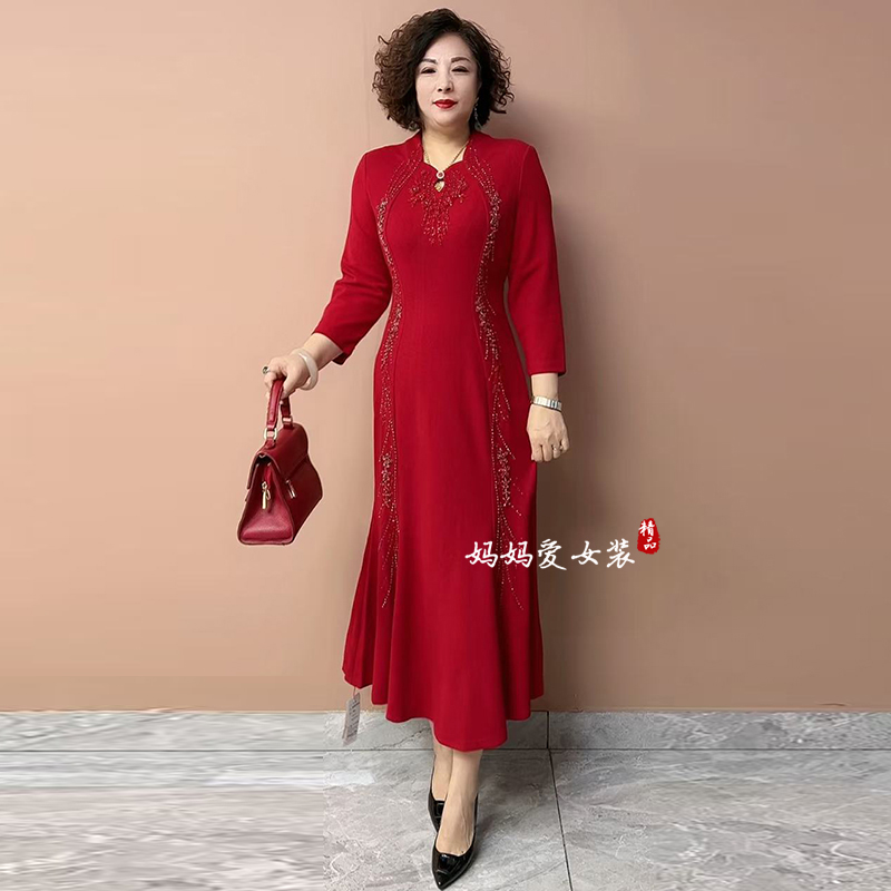 喜妈妈旗袍2025春季新款高档喜婆婆丈母娘礼服高端气质喜服婚宴装