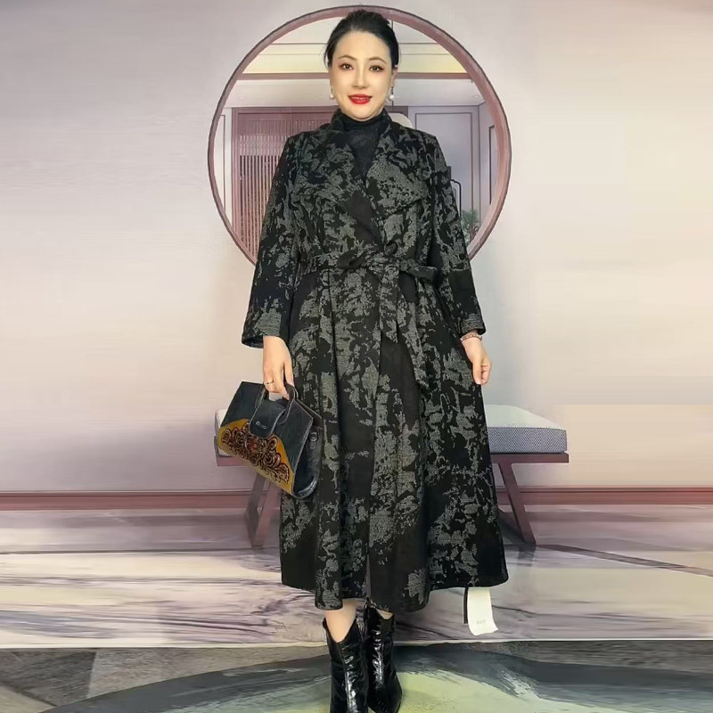 欧货秋冬新款高端复古优雅洋气名媛休闲长款大衣200斤风衣外套女,女装/女士精品,风衣,淘宝优惠券,粉丝福利购,淘宝优惠卷