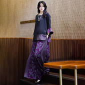 200斤阔腿裤 欧货高端夏季 加肥大码 时尚 两件套 中老年妈妈真丝套装