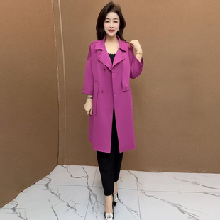 时尚200斤胖MM风衣2026春装新款遮肉显瘦空气棉中长款纯色外套女
