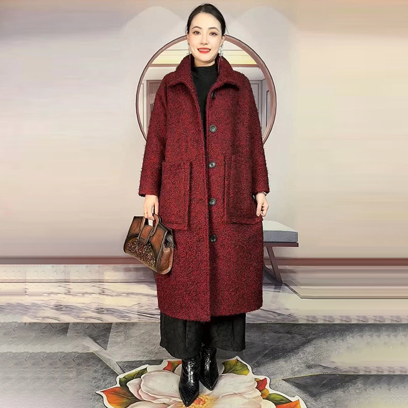 高端加肥加大码200斤高档毛呢外套时尚洋气羊毛宽松妈妈装大衣女,女装/女士精品,风衣,淘宝优惠券,粉丝福利购,淘宝优惠卷