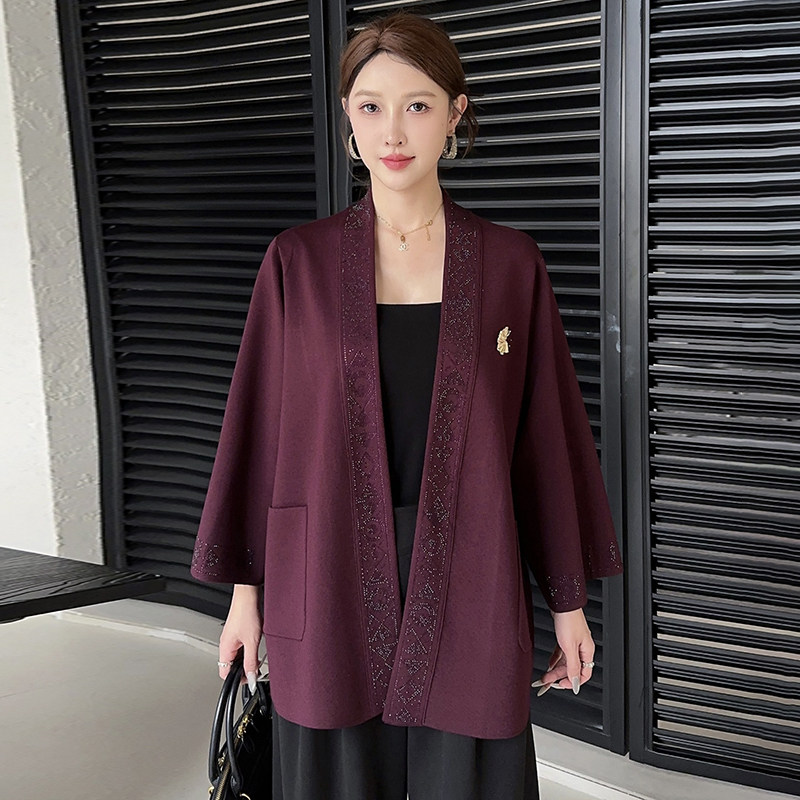 高品质!时尚纯色休闲针织外套女
