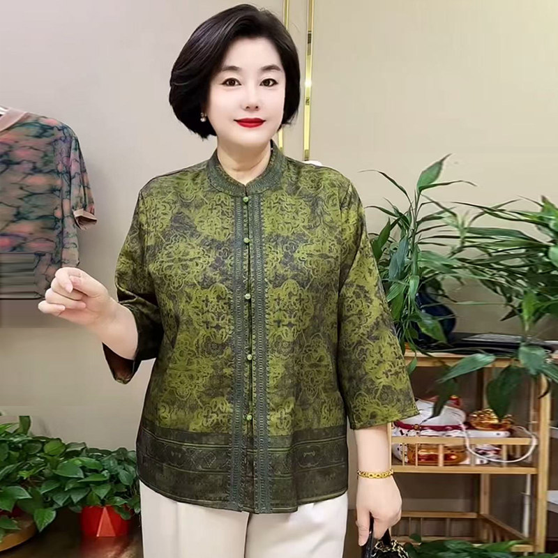 高品质!妈妈醋酸大码开衫外套