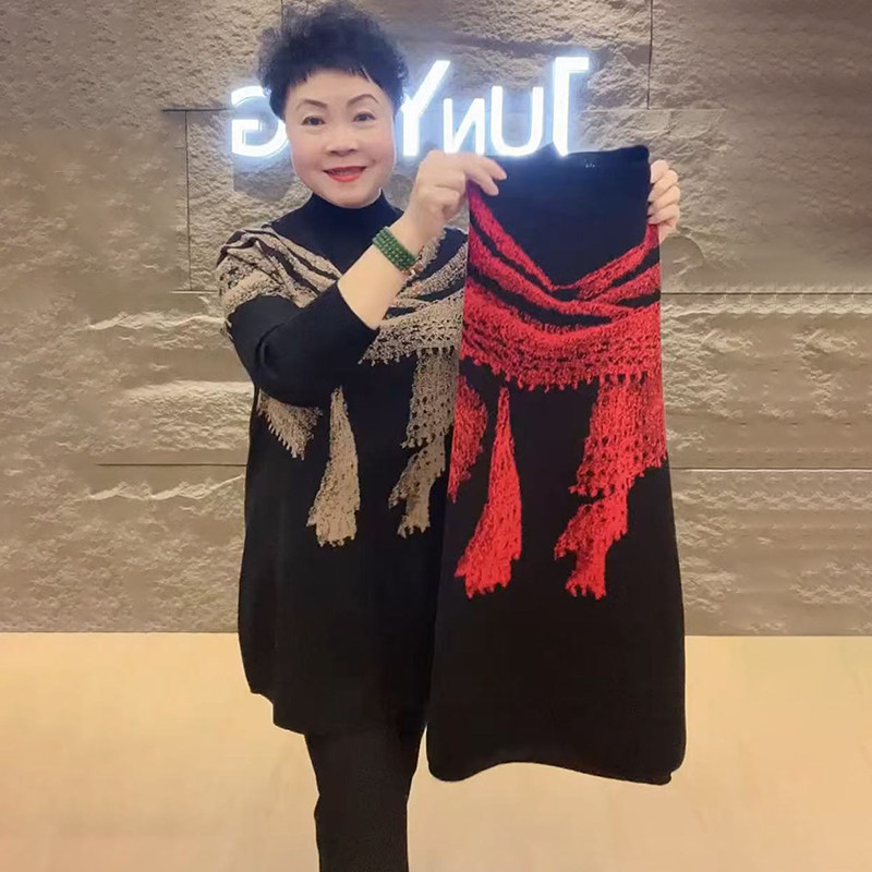 时尚针织大版衫妈妈打底毛衣裙