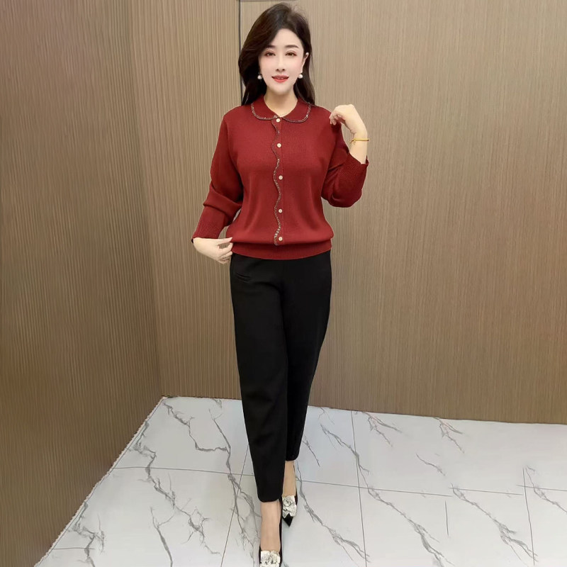 2026春季新款洋气娃娃领波浪竖扣烫钻冰丝针织衫长袖毛衣纯色上衣,女装/女士精品,毛针织衫,淘宝优惠券,粉丝福利购,淘宝优惠卷