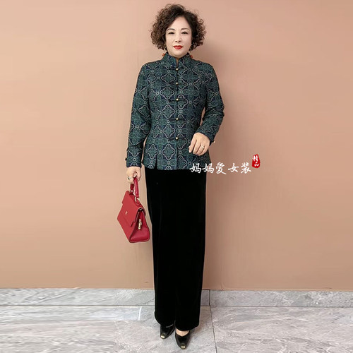 高品质！气质妈妈加绒保暖开衫女