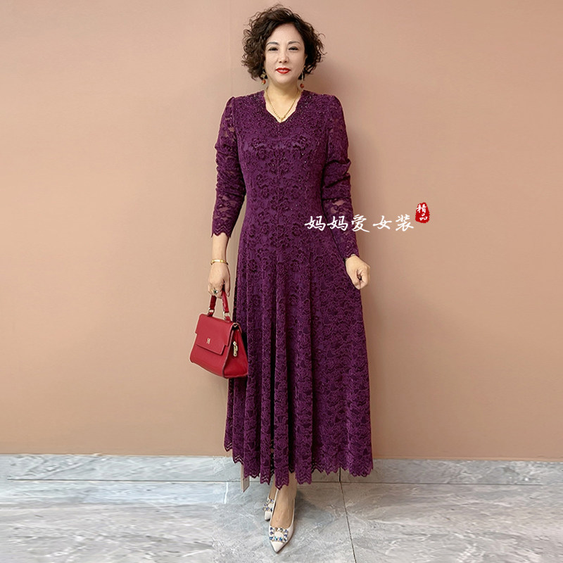 2025秋冬新款植绒烧花连衣裙遮肉显瘦高端弹力气质妈妈减龄长裙子,女装/女士精品,连衣裙,淘宝优惠券,粉丝福利购,淘宝优惠卷