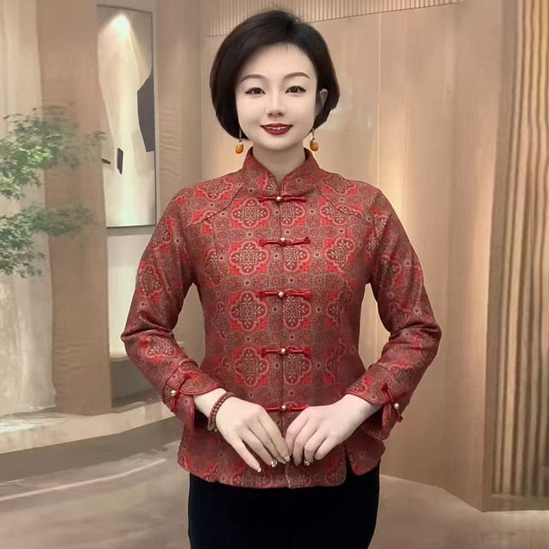 秋冬新款国风加绒保暖盘扣开衫中老年妈妈百搭气质显瘦中式打底衫,女装/女士精品,衬衫,淘宝优惠券,粉丝福利购,淘宝优惠卷