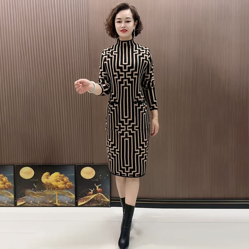 高品质!复古高端气质妈妈针织裙