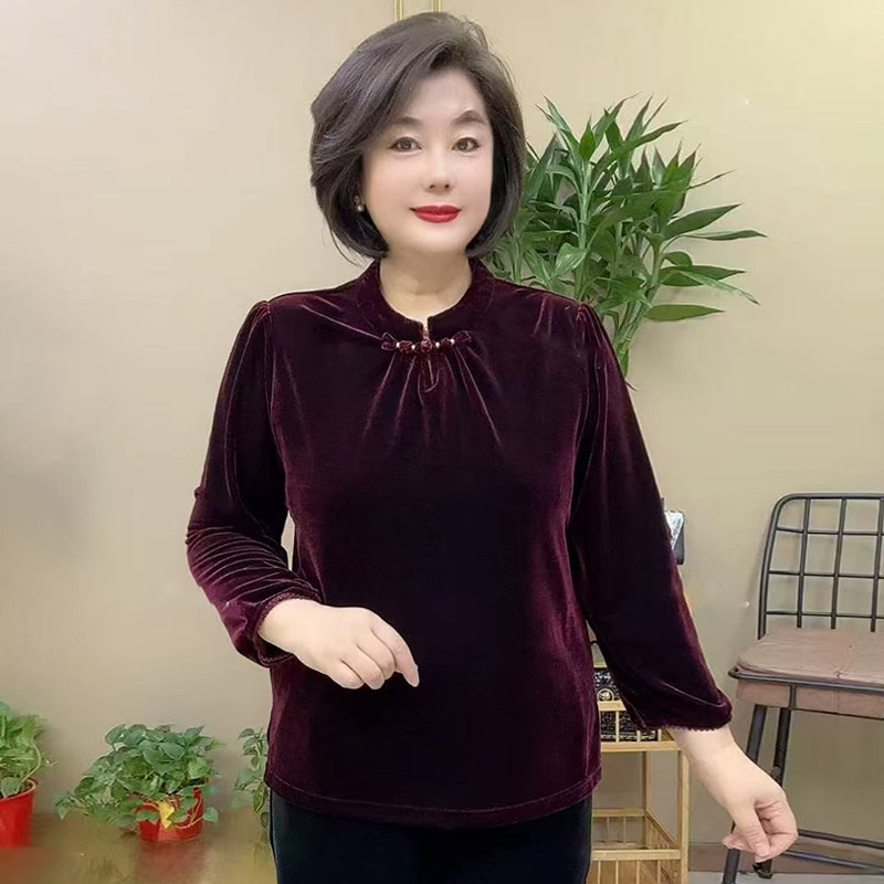 高品质!中年妈妈丝绒打底衫上衣