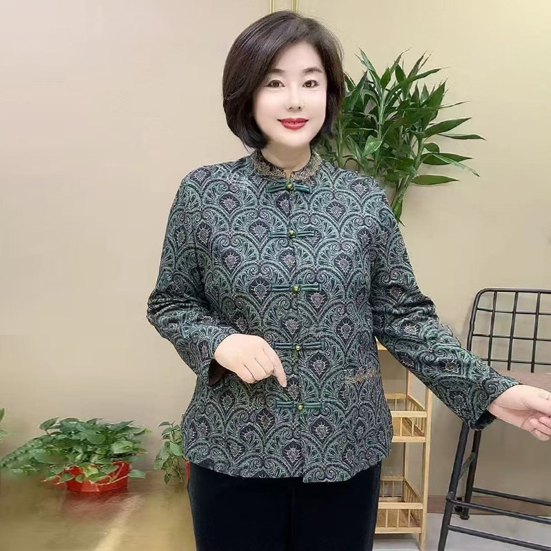洋气中老年妈妈碎花中式旗袍上衣双面绒唐装开衫秋季新款短外套女,女装/女士精品,衬衫,淘宝优惠券,粉丝福利购,淘宝优惠卷