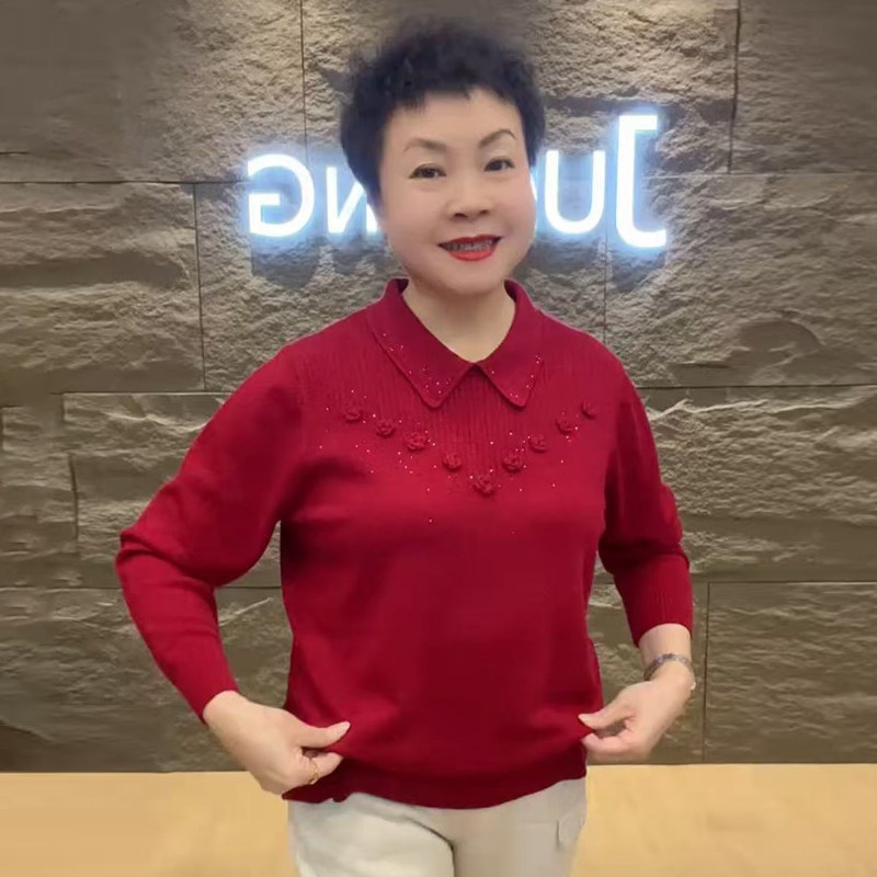 高品质！休闲翻领立体花翻领毛衣