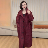 200斤大衣 洋气羊毛宽松妈妈装 欧货高端加肥大码 高档毛呢外套时尚