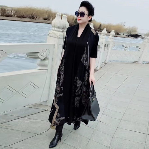 开衫时尚长款马甲外套遮肉外披女