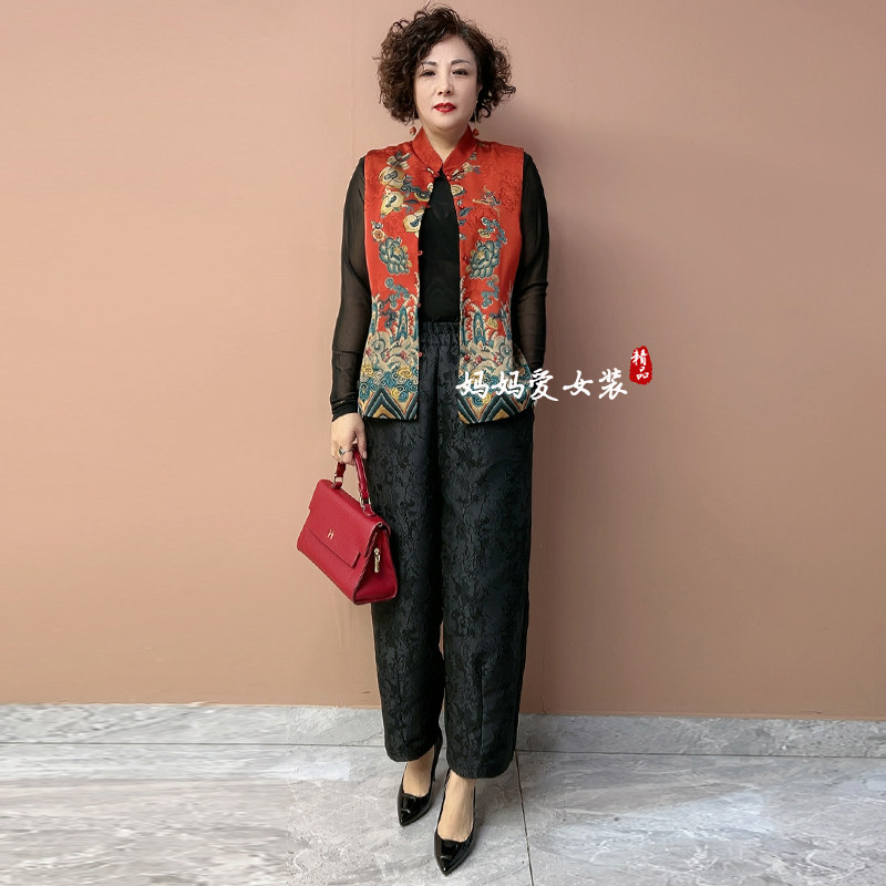 中老年妈妈装民族风马甲国风开衫春秋新款双面穿复古提花坎肩上衣,女装/女士精品,时尚套装,淘宝优惠券,粉丝福利购,淘宝优惠卷