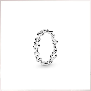 专柜正品 潘家心意交织戒指女纯银925送女朋友女生情人节生日礼物