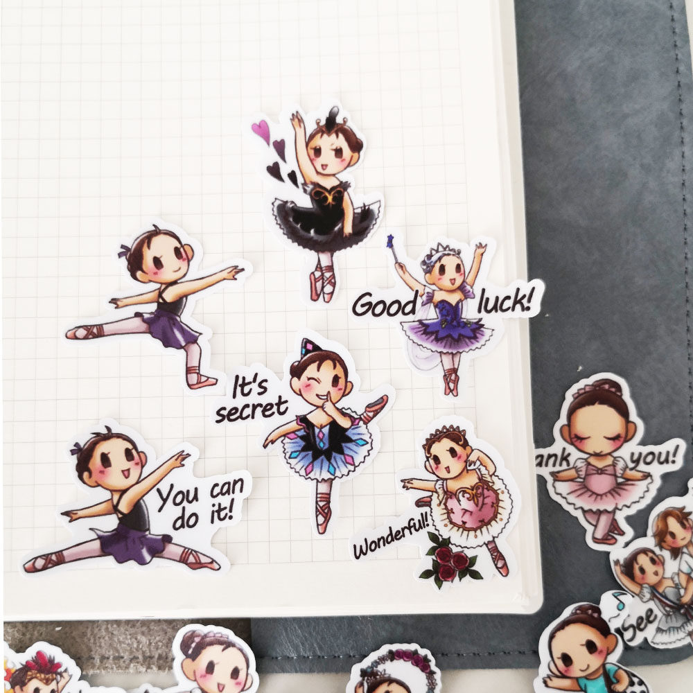 卡通芭蕾少女手账贴纸 可爱小清新唯美系装饰工具素材自制手帐贴