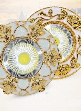 欧式筒灯射灯嵌入式客厅过道三色led3W5W天花灯孔灯牛眼灯cob家用