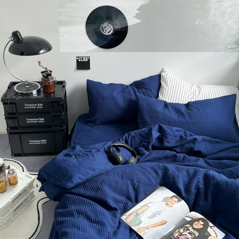 迷失克莱因蓝华夫格水洗棉四件套