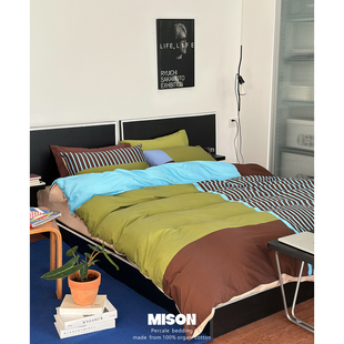 西海岸往事全棉四件套 纯棉床单床笠床上用品4件套简约包豪斯色块