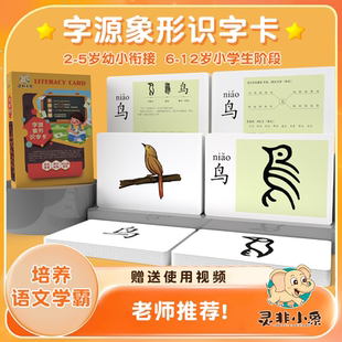 灵非小象字源象形文字识字卡早教认知闪卡幼小衔接小学生认字卡片