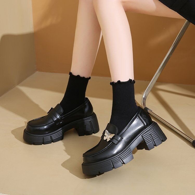 法式厚底粗跟英伦风小皮鞋女2026春季新款圆头学生玛丽珍乐福单鞋
