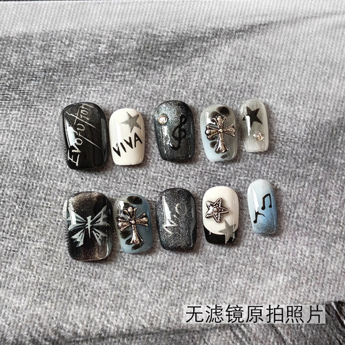 手绘谢霆锋应援短款穿戴甲定制